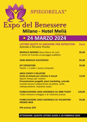 listino prezzi Expo Benessere